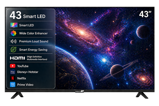 43-Inch Smart Android LED TV with Built-In Woofer, Full HD Features & Gaming Mode